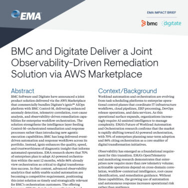 BMC and Digitate Deliver a Joint Observability-Driven Remediation Solution via AWS Marketplace
