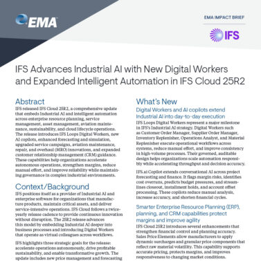 IFS Advances Industrial AI with New Digital Workers and Expanded Intelligent Automation in IFS Cloud 25R2