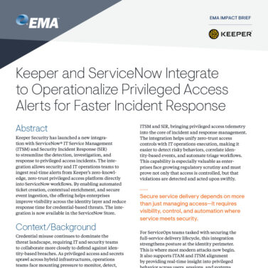 Keeper and ServiceNow Integrate to Operationalize Privileged Access Alerts for Faster Incident Response
