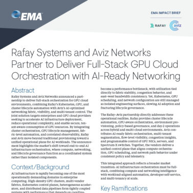 Rafay Systems and Aviz Networks Partner to Deliver Full-Stack GPU Cloud Orchestration with AI-Ready Networking