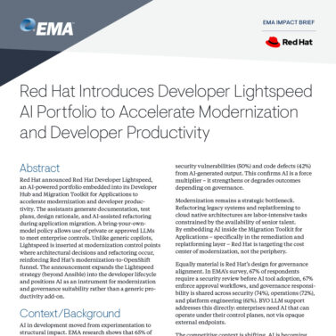 Red Hat Introduces Developer Lightspeed AI Portfolio to Accelerate Modernization and Developer Productivity